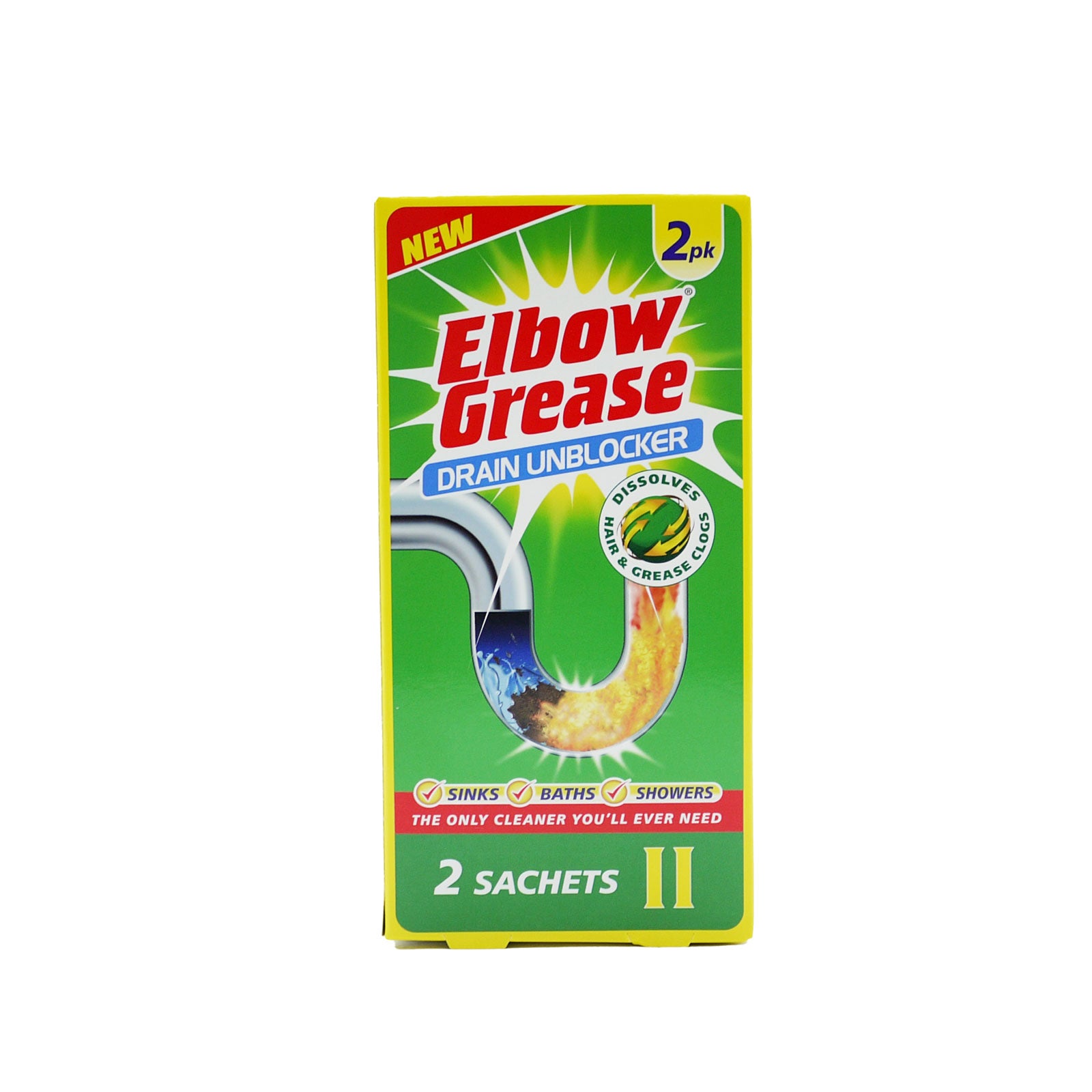 Elbow Grease Drain Unblocker 2 Sachets 2x25g Elbow Grease Drain Unblocker 2 Sachets 2x25g